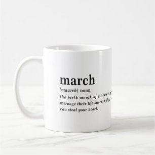 Caneca De Café Definição de Março Aniversário