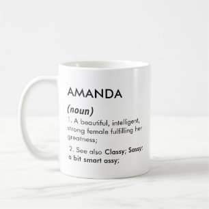 Caneca De Café Definição de nome Amanda editável, nome personaliz