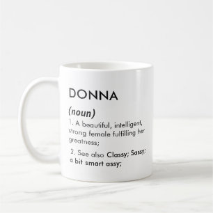 Caneca De Café definição de nome Donna editável, nome personaliza