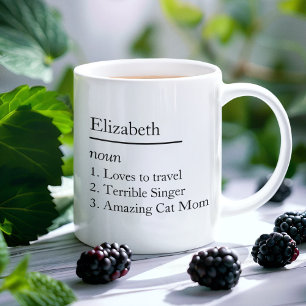 Caneca De Café Definição de Nome & Substantivo Personalizada Simp