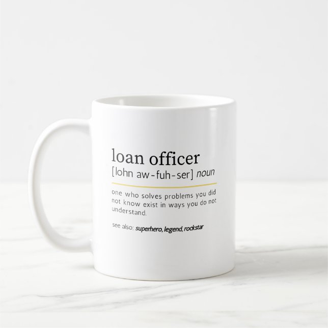 Caneca De Café Definição de Oficial de Empréstimo Humor de Escrit (Esquerda)
