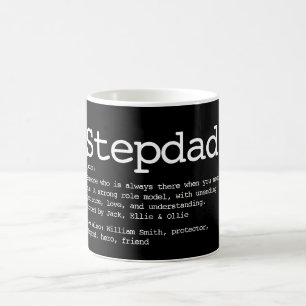 Caneca De Café Definição de Padrasto Preto e Branco