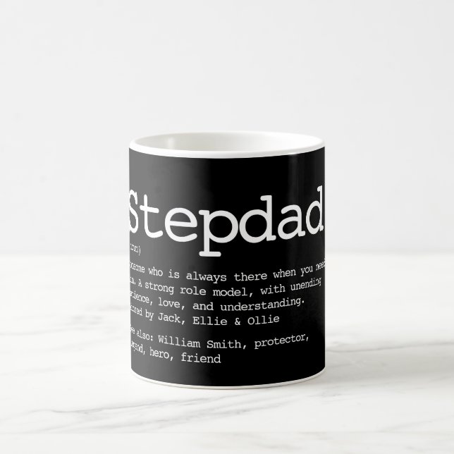 Caneca De Café Definição de Padrasto Preto e Branco (Centro)