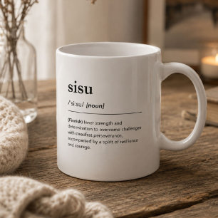 Caneca De Café Definição de Sisu Palavra Finlandesa Tipografia