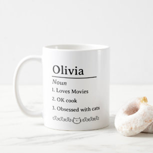 Caneca De Café Definição de Substantivo Personalizado com Gatos