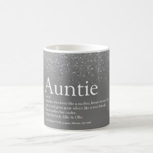 Caneca De Café Definição de Tia Legal Brilho Prateado Feminino