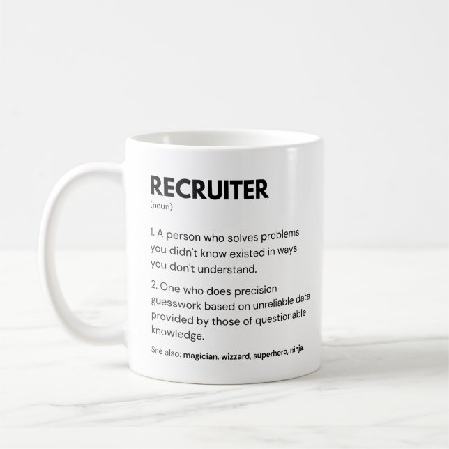 Caneca De Café Definição de Trabalho do Recrutador e Departamento (Esquerda)