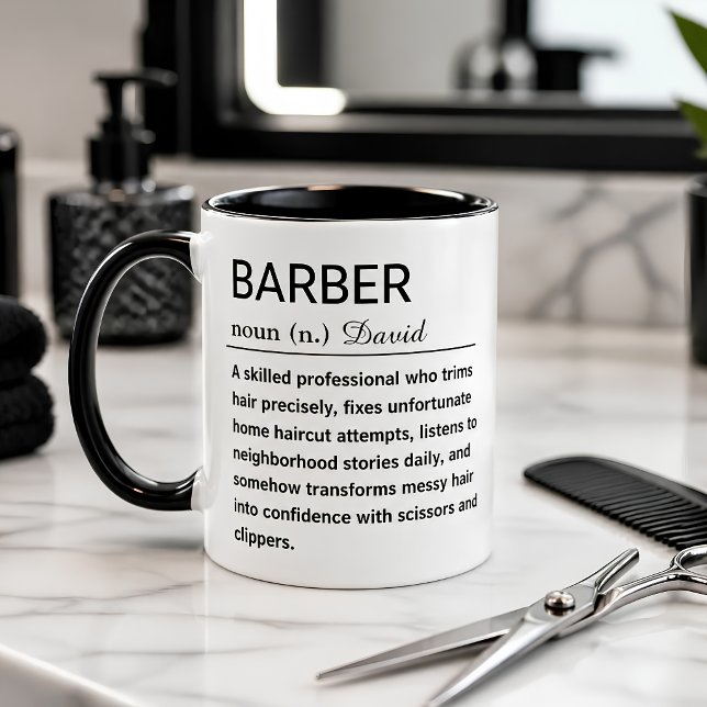 Caneca De Café Definição Divertida de Barbeiro  (Criador carregado)