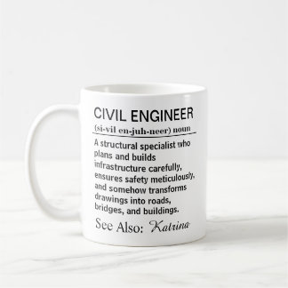 Caneca De Café Definição Divertida de Engenheiro Civil 
