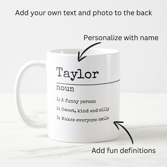 Caneca De Café Definição personalizada do seu divertimento (Definition Your Own Fun Personalized Coffee Mug from Ricaso. Add your own text and photograph)