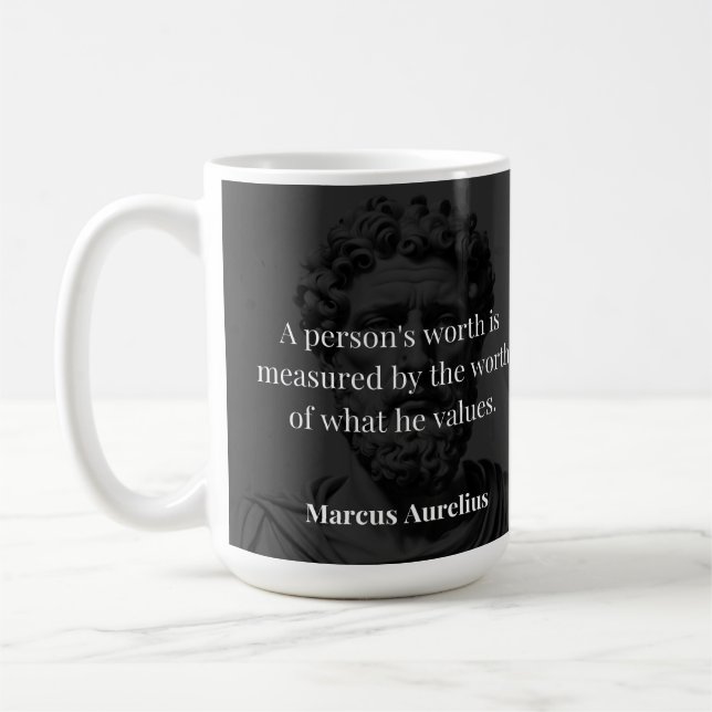 Caneca De Café Definindo Valor: Marcus Aurelius em Valores (Esquerda)