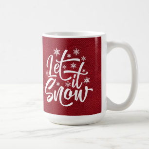 Caneca De Café Deixar nevar a tipografia de Natal Vermelho/Branco