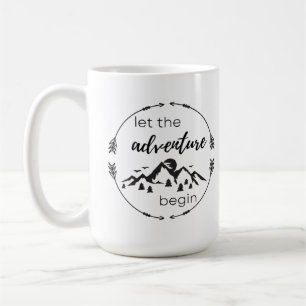 Caneca De Café Deixe a aventura começar muito - preto e branco