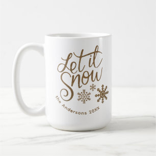 Caneca De Café "Deixe-a nevar" Dourada de Natal