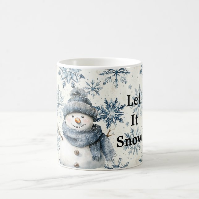 Caneca De Café Deixe Nevar Boneco de Neve Flocos de Neve Azuis Na (Centro)