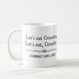 Caneca De Café Deixe-nos comer a avó que as vírgulas salvar vid