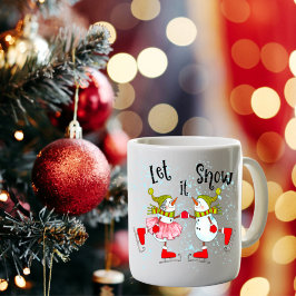 Caneca De Café Deixe-o dançar Casal Snowmen