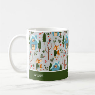 Caneca De Café Deixe-o nevar, bonitinho, nome de rena verde, Nata