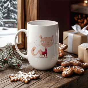 Caneca De Café Deixe-o nevar - Gato bonito no suor de inverno