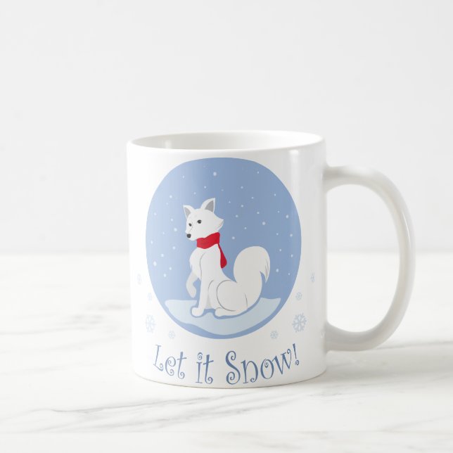 Caneca De Café Deixe-O Neve! (Raposa Árctica) (Direita)