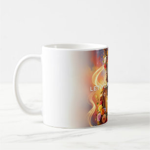 Caneca De Café Deixe Seu Coração Cantar Poster de Guitarra Floral