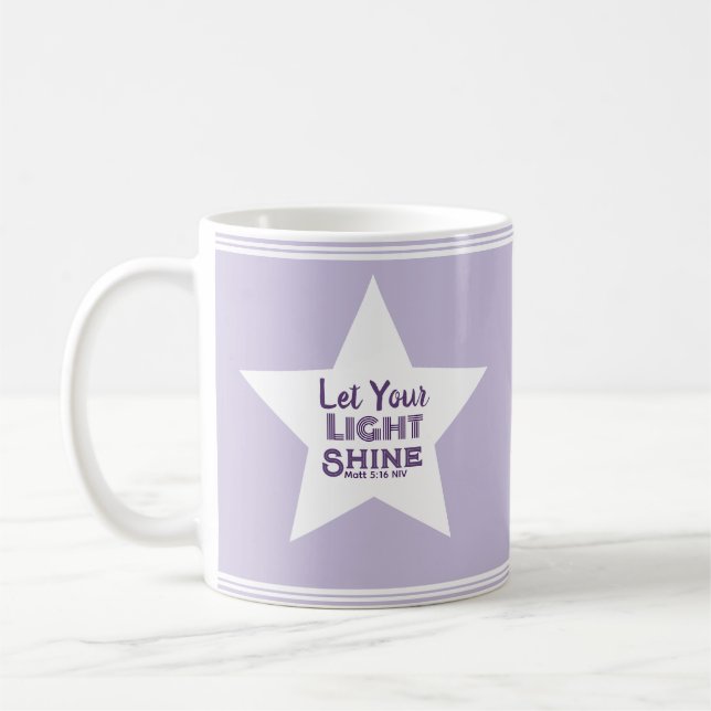 Caneca De Café Deixe Seu Versículo Bíblico Branco Estrela Roxo Br (Esquerda)