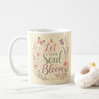 Caneca De Café Deixe Sua Alma Florescer Boho Flores Silvestres Cr