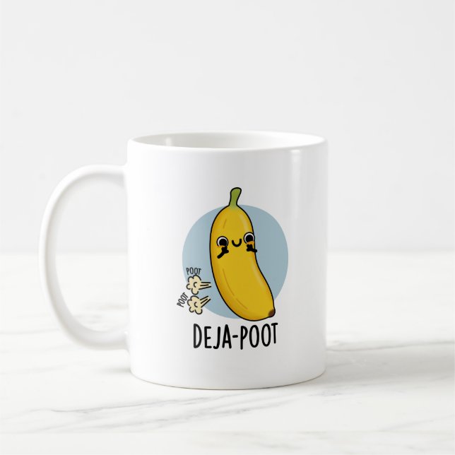 Caneca De Café Deja-Poot Funny Banana Double Fart Pun (Esquerda)