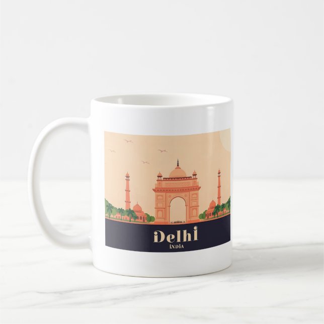 Caneca De Café Delhi India Pastel Travel Design (Esquerda)