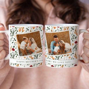 Caneca De Café Delicado Estilo de Álbum de Recortes Floral para o