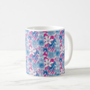 Caneca De Café Delicar Blisa Floral Azul e Rosa