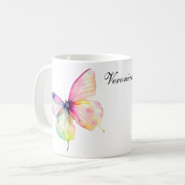 Caneca De Café Delicar borboleta rosa nas cores do cotovelo paste