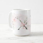 Caneca De Café Delicar Cor-de-rosa rosa rosa pinto Monograma - Le<br><div class="desc">Monograma - Letra Floral X - Uma lavagem cor-de-água cor-de-rosa penteada pálida atrás de delicados rosas cor-de-rosa-rosados. Bonito pulverizações florais de aquarelas em ambos os lados da caneca - e decorem a grande primeira letra do seu nome. A folhagem verde-suave pintada à mão e as rosas de doçura de cor-de-água...</div>