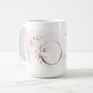 Caneca De Café Delicar Cor-de-rosa rosa rosa pinto Monograma - Le