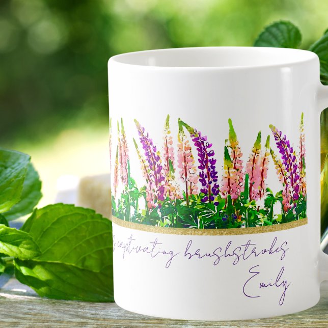 Caneca De Café Delicar Flores De Lupina Roxo Cita Mug (Criador carregado)