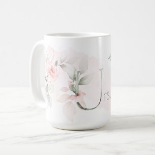 Caneca De Café Delicar Rosa Rosa Rosa Monograma - Letra U