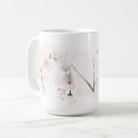 Caneca De Café Delicar Rosa Rosa Rosa Rosa Rosa Monograma - Letra<br><div class="desc">Monograma - Letra Floral N- Uma lavagem com aquarela cor rosa, pálida e penteada atrás de delicados rosas cor-de-rosa pincelados. Bonito pulverizações florais de aquarelas em ambos os lados da caneca - e decorem a grande primeira letra do seu nome. A folhagem verde-suave pintada à mão e as rosas de...</div>