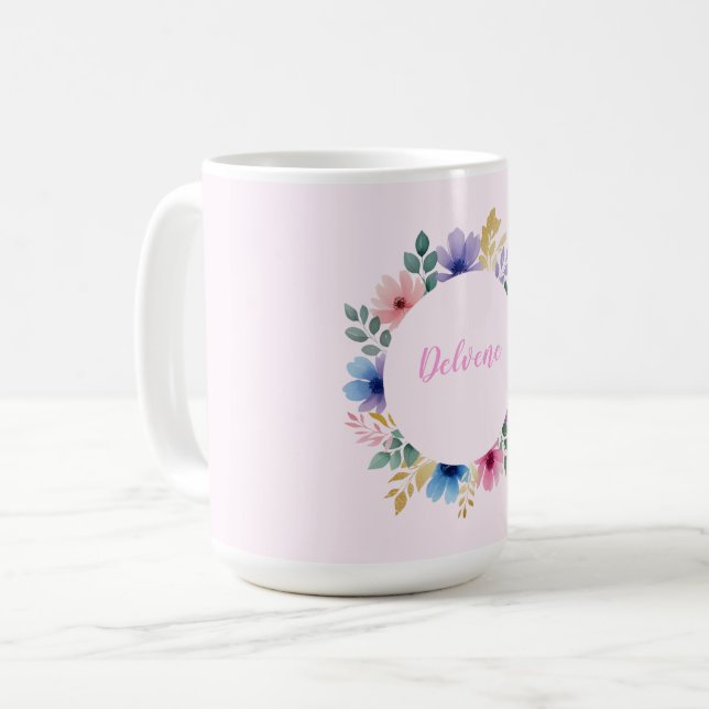 Caneca De Café Delicate Floral Wreath (Frente Esquerda)