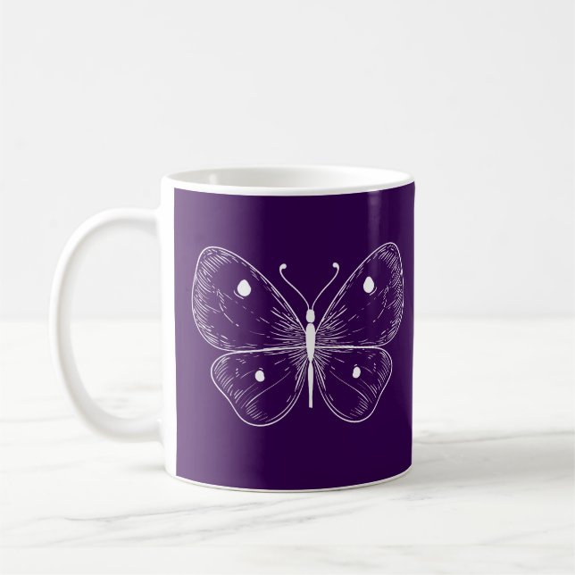 Caneca De Café Delicate Sketch Butterfly (Esquerda)