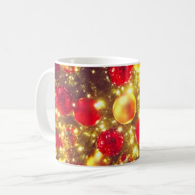 Caneca De Café Delícia de Cluster de Bola de Natal brilhante (Frente Esquerda)