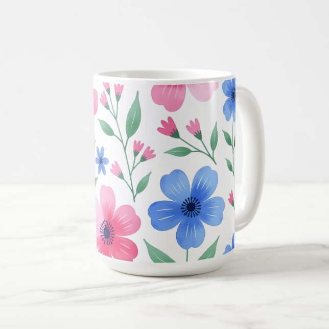 Caneca De Café  Delícia de Flor de Água-Rosa (Frente Esquerda)