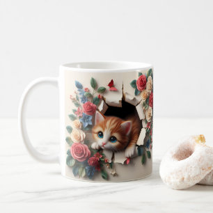 Caneca De Café Delícia Whimsical: Buraco de Kitten em uma Parede