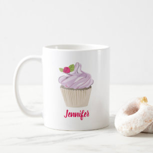 Caneca De Café Delicioso Berry de Cupcake Rosa no Topo Personaliz