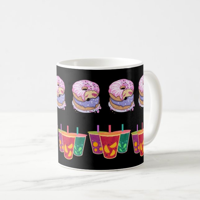 Caneca De Café Delicioso Rosquinha e suco de Fruta (Frente Esquerda)
