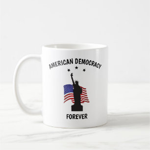 Caneca De Café Democracia Americana para Sempre com Bandeira