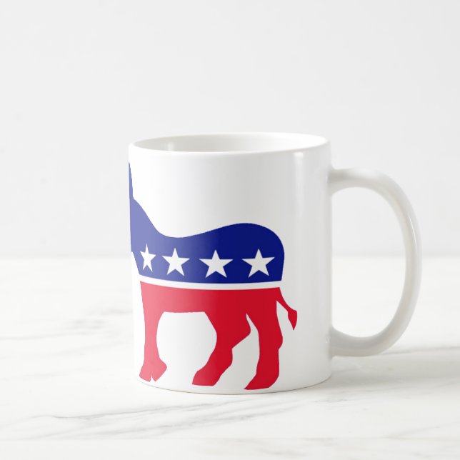 Caneca De Café Democrata Vermelho, Branco e Azul DONKEY MUG (Direita)