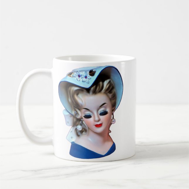 Caneca De Café Demure Southern Belle Cabeça Vase Bonnet Lady (Esquerda)