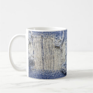 Caneca De Café Densidade azul rasgada: textura do jeans.