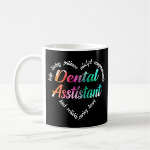 Caneca De Café Dental Assistant Heart Word Cloud Watercolor