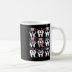 Caneca De Café Dente Patriótica Sorri Engraçado 4 De Julho Dentis